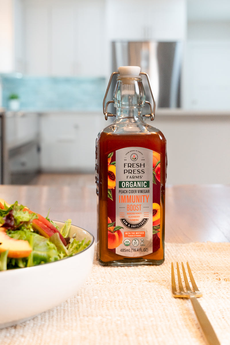 Two-Pack Organic Peach Cider Vinegar Immunity Boost – Fresh Press
