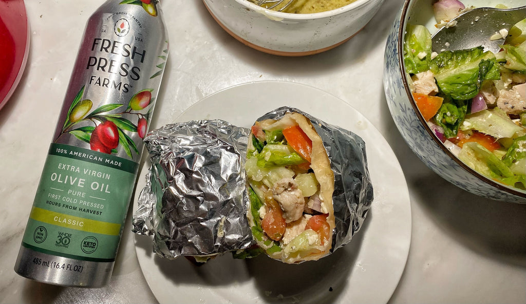 Chicken and Veggie Salad Wraps with Italian Dressing